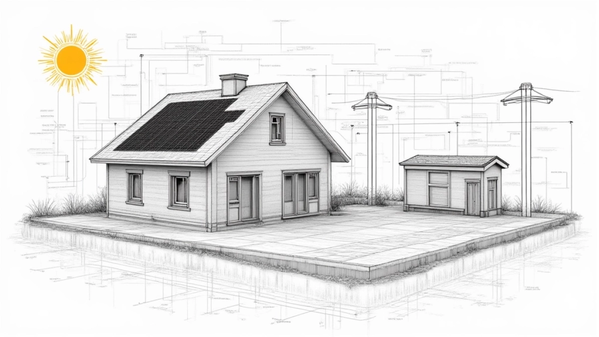 Schemat instalacji fotowoltaicznej z magazynem energii